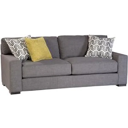 Contemporary Sofa with Track Arms and 3 Throw Pillows